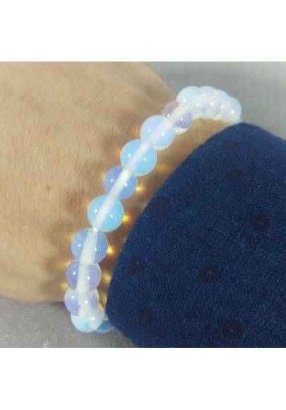 Bracelet in Spherical Beads of OPALITE Quartz 8mm Unisex Jewel MINERALS Zen-1