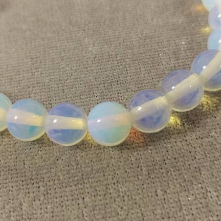 Bracelet in Spherical Beads of OPALITE Quartz 8mm Unisex Jewel MINERALS Zen-4