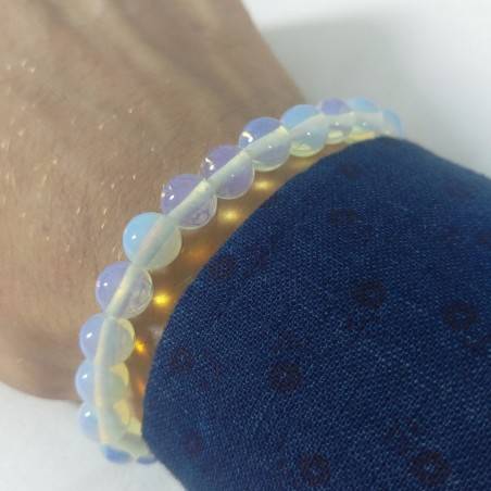 Bracelet in Spherical Beads of OPALITE Quartz 8mm Unisex Jewel MINERALS Zen-5