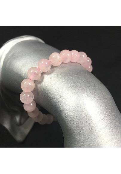 Braccialetto in Quarzo Rosa Bracciale a Sfere 9mm Unisex Gioiello Minerali Zen-1