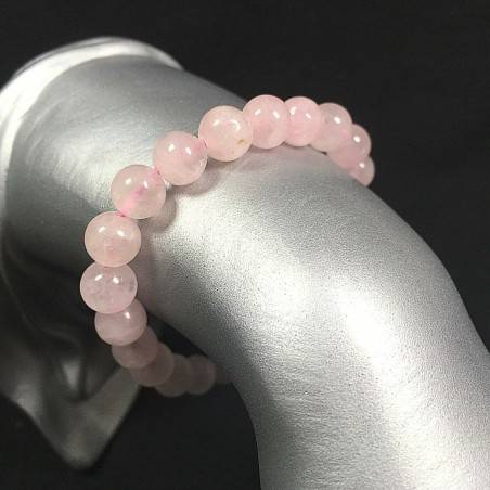 Braccialetto in Quarzo Rosa Bracciale a Sfere 9mm Unisex Gioiello Minerali Zen-1