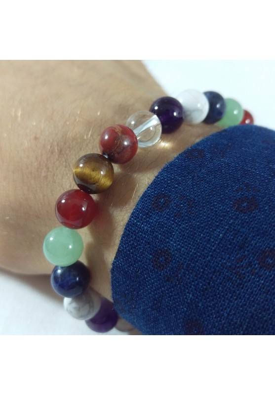 7 Chakra - Seven Chakra Bracelet Carnelian Rose Quartz Red Jasper Spherical Beads-1
