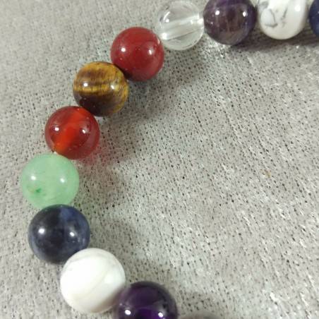 7 Chakra - Seven Chakra Bracelet Carnelian Rose Quartz Red Jasper Spherical Beads-3