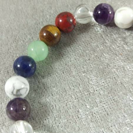 7 Chakra - Seven Chakra Bracelet Carnelian Rose Quartz Red Jasper Spherical Beads-4