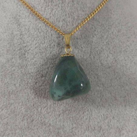 Ciondolo Fiore Di Agata Verde Dorato Collana Charm Pendente Cristalloterapia A+-1