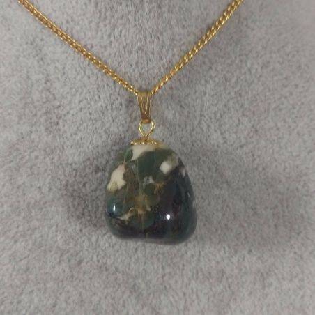 Ciondolo Fiore Di Agata Verde Dorato Collana Charm Pendente Cristalloterapia A+-2