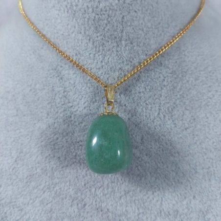 Ciondolo Fiore Di Avventurina Verde Dorato Collana Charm Pendente Chakra Reiki-1