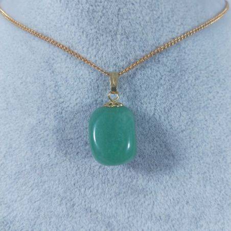 Ciondolo Fiore Di Avventurina Verde Dorato Collana Charm Pendente Chakra Reiki-2