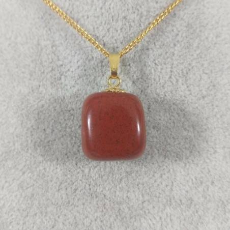 Ciondolo Fiore di Diaspro Rosso Dorato Collana Charm Pendente Cristalloterapia-2