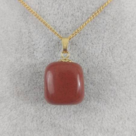 Ciondolo Fiore di Diaspro Rosso Dorato Collana Charm Pendente Cristalloterapia-3