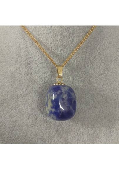 Golden Flower Pendant in Sodalite Quartz Necklace Charm Crystal Healing Zen A+-1