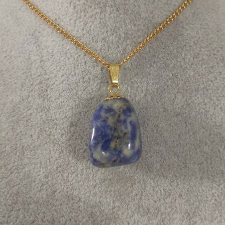 Golden Flower Pendant in Sodalite Quartz Necklace Charm Crystal Healing Zen A+-2