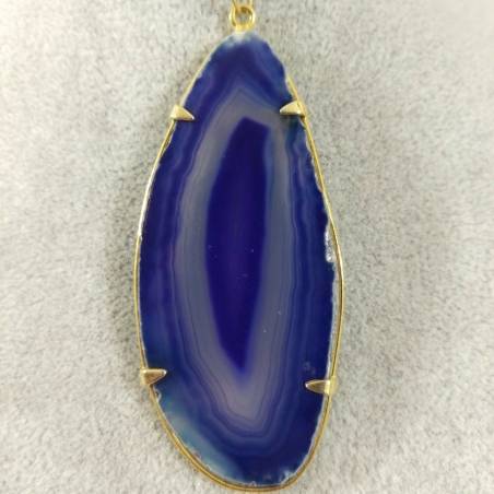 Pendentif dans tranche d'Agate Violet - BLEU Collier Charm Minéraux Chakra Zen-4
