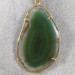 Emerald Green Agate Slice Pendant Necklace Charm Charm MINERALS Chakra-3
