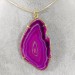 Fuchsia / Pink Agate Slice Pendant Necklace Charm Charm MINERALS Chakra Zen-3