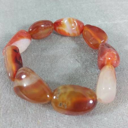 Pulsera en Rodados Naturales de Ágata Cornalina Pulsera MUJER Minerales A+-1