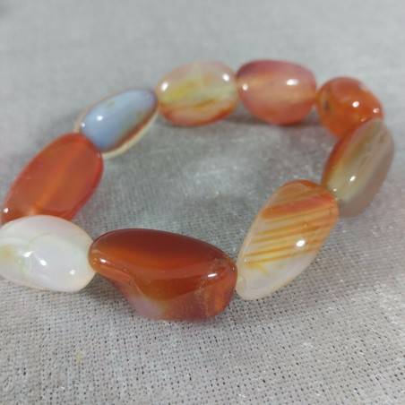 Pulsera en Rodados Naturales de Ágata Cornalina Pulsera MUJER Minerales A+-2