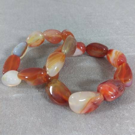 Pulsera en Rodados Naturales de Ágata Cornalina Pulsera MUJER Minerales A+-3