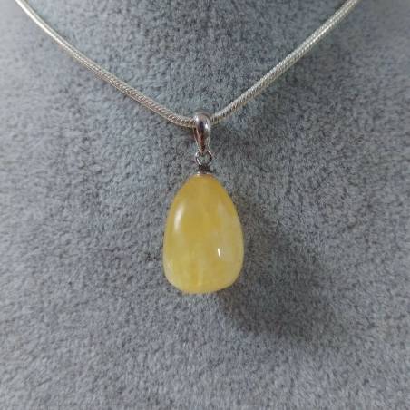 Pendant in Yellow Calcite on Sterling Silver 925 Necklace Jewel Crystal Healing Zen-1