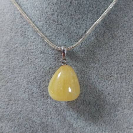 Pendant in Yellow Calcite on Sterling Silver 925 Necklace Jewel Crystal Healing Zen-2