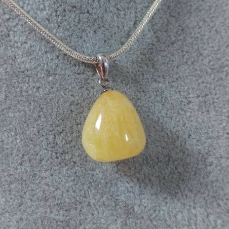 Pendant in Yellow Calcite on Sterling Silver 925 Necklace Jewel Crystal Healing Zen-3