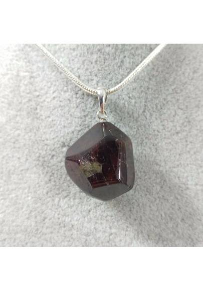 Pendant in GARNET Faceted on Sterling Silver 925 Necklace Jewel MINERALS Charm-1