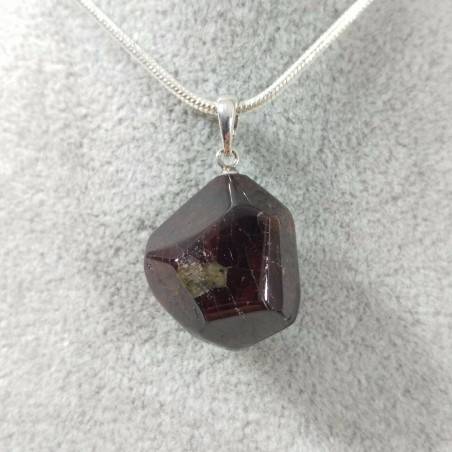 Pendant in GARNET Faceted on Sterling Silver 925 Necklace Jewel MINERALS Charm-1