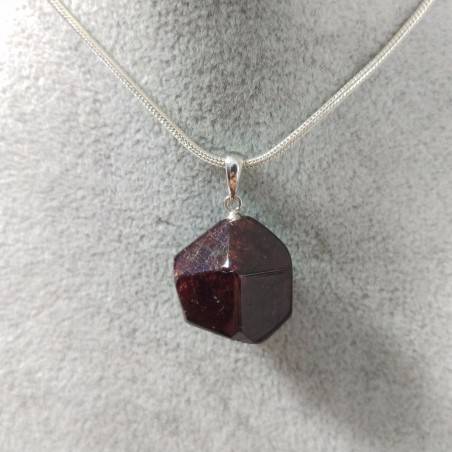 Pendant in GARNET Faceted on Sterling Silver 925 Necklace Jewel MINERALS Charm-3