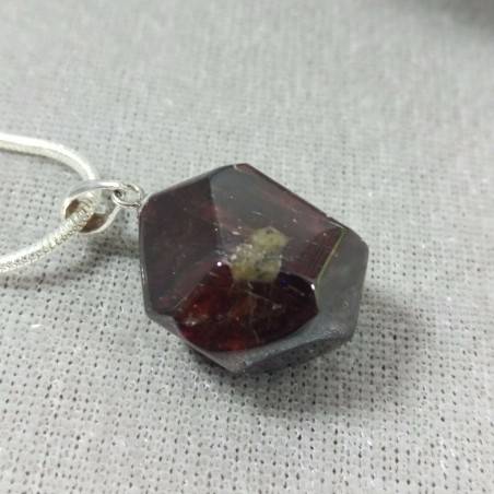 Pendant in GARNET Faceted on Sterling Silver 925 Necklace Jewel MINERALS Charm-4