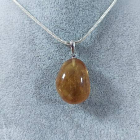 Honey CALCITE Pendant in Sterling Silver 925-SAGITTARIUS CANCER MINERALS Necklace-1