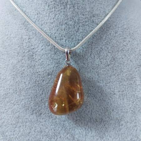 Honey CALCITE Pendant in Sterling Silver 925-SAGITTARIUS CANCER MINERALS Necklace-2