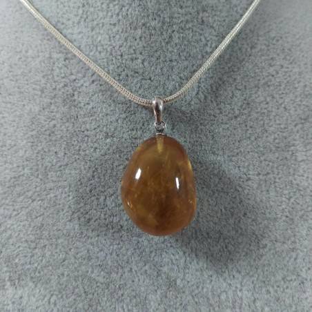 Honey CALCITE Pendant in Sterling Silver 925-SAGITTARIUS CANCER MINERALS Necklace-4