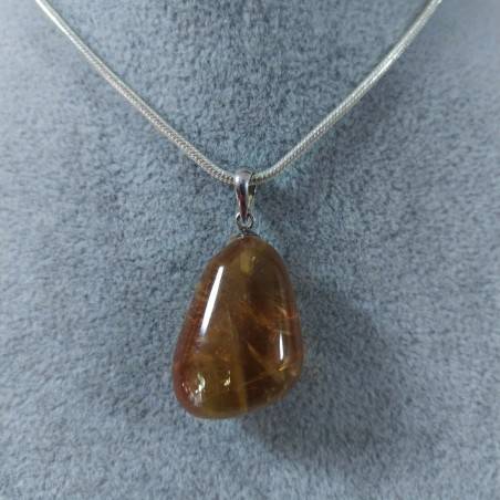 Honey CALCITE Pendant in Sterling Silver 925-SAGITTARIUS CANCER MINERALS Necklace-5