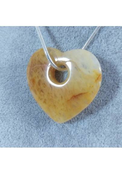 Collana Cuor di CALCITE Gialla Cuore Ciondolo RARO Cristallo Regalo Cristalli A+-1