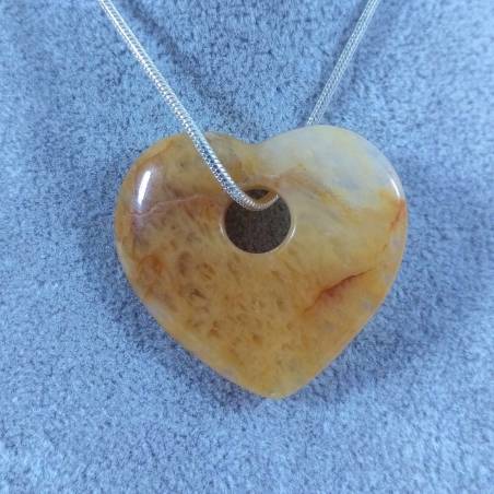 Collana Cuor di CALCITE Gialla Cuore Ciondolo RARO Cristallo Regalo Cristalli A+-5