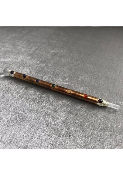 Stick Hyaline Quartz Copper 7 Chakra Stone Crystal Healing Stick Massage Reiki-1