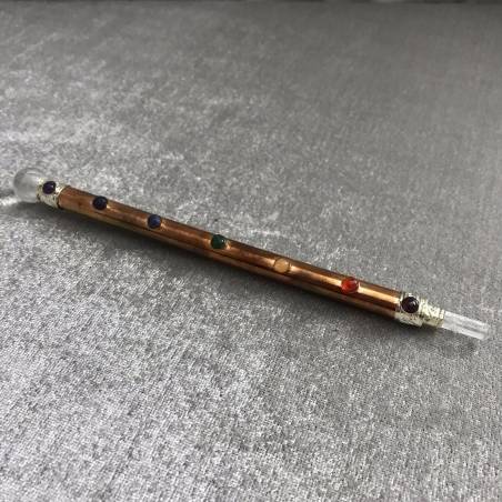 Stick Hyaline Quartz Copper 7 Chakra Stone Crystal Healing Stick Massage Reiki-1