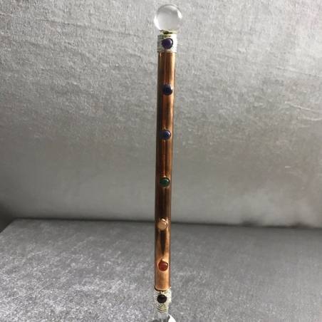 Stick Hyaline Quartz Copper 7 Chakra Stone Crystal Healing Stick Massage Reiki-2