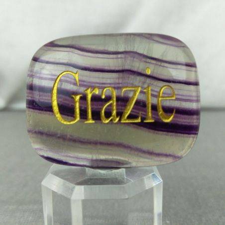 Palmstone of THANKS in Fluorite Gift Idea Crystal Healing Plate Chakra-1