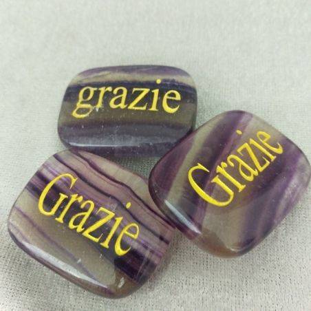 Palmstone of THANKS in Fluorite Gift Idea Crystal Healing Plate Chakra-2