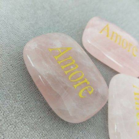 Palmstone LOVE in Rose Quartz Crystal Healing Plate Gift Idea Zen Chakra-1