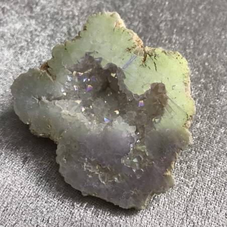 Geode PLATINO in AQUA AURA + Scatola Quarzo Ialino Brillante Cristallo di Rocca-1