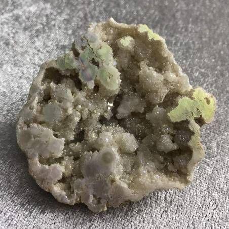 Geode PLATINO in AQUA AURA + Scatola Quarzo Ialino Brillante Cristallo di Rocca-2