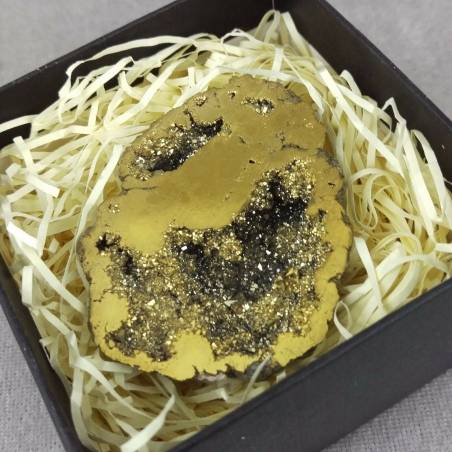 Golden Geode AQUA AURA A+ + Box Crystal Healing Quartz Rock CRYSTAL MINERALS-3