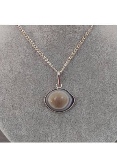 Ciondolo in Agata OCCHIO di BUDDHA Chiaro Collana Cristalloterapia Chakra Reiki-1