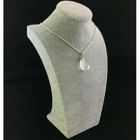 Pendant in True Opal Quartz Sterling Silver 925 Necklace Charm Crystal Healing Zen-3