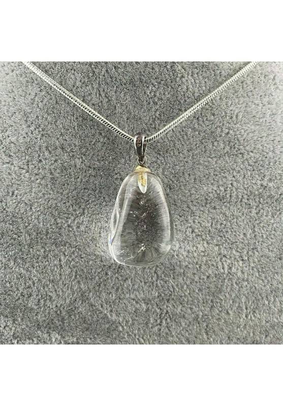 Ciondolo Quarzo Ialino Argento 925 Collana Pendente Cristallo Di Rocca Gioiello-1