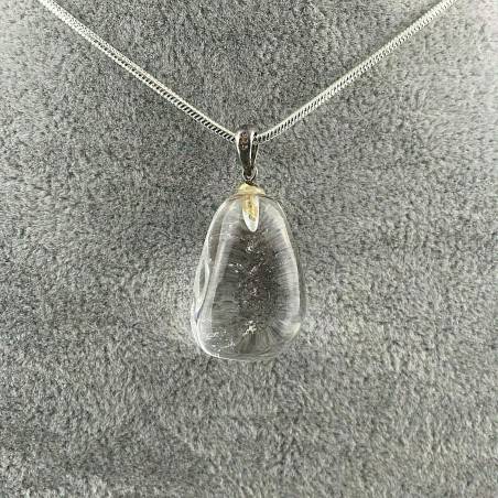 Pendant in Hyaline Quartz Sterling Silver 925 Necklace Charm Rock CRYSTAL Jewel-1