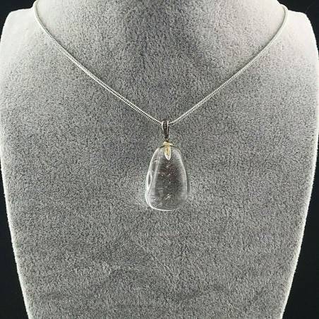 Pendant in Hyaline Quartz Sterling Silver 925 Necklace Charm Rock CRYSTAL Jewel-2