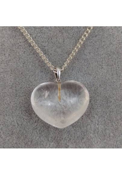 HYALINE Quartz Heart Pendant Sterling Silver 925 Necklace Chain Rock CRYSTAL-1
